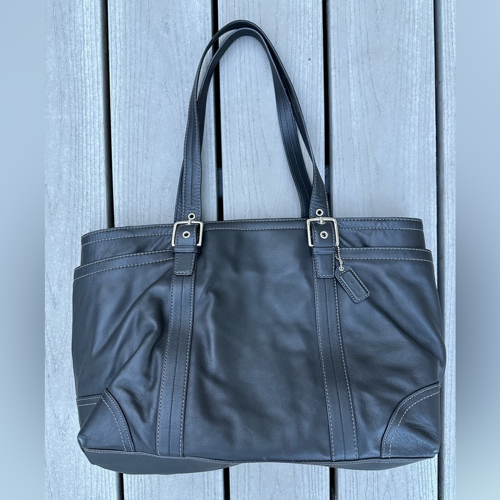 Coach Black Leather Tote Bag